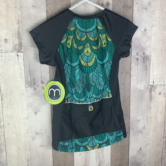 NWT Moxie Cycling Emerald Aqua & Lime Tee size Small - Picture 8 of 11